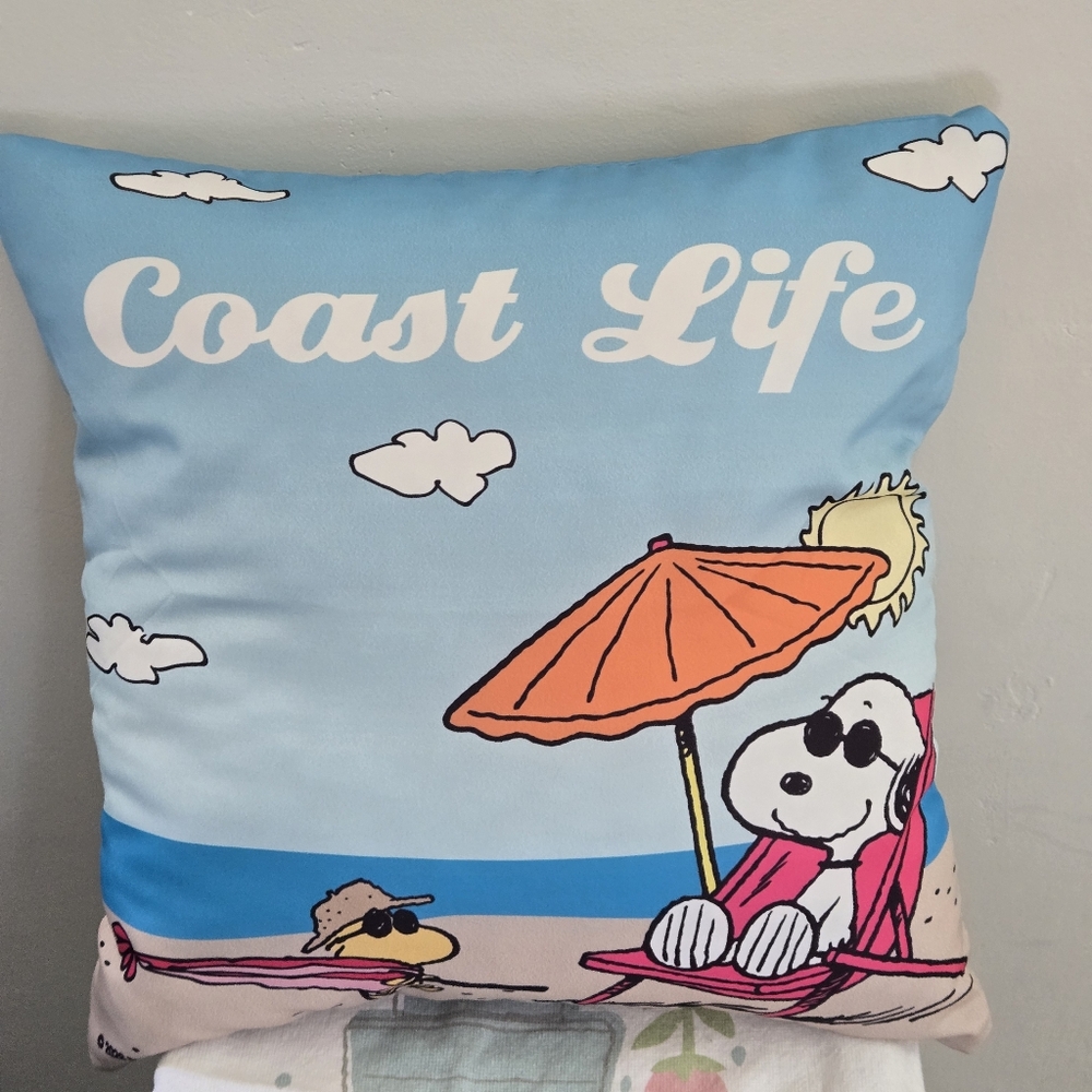Snoopy & Woodstock Coast Life Blue Decorative Pillow